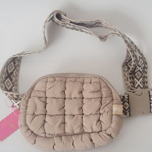 Tan Quilted Belt Bag